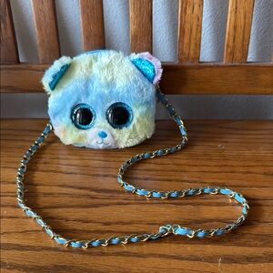 Ty Blue and Yellow Plush Bag with Glittery Eyes